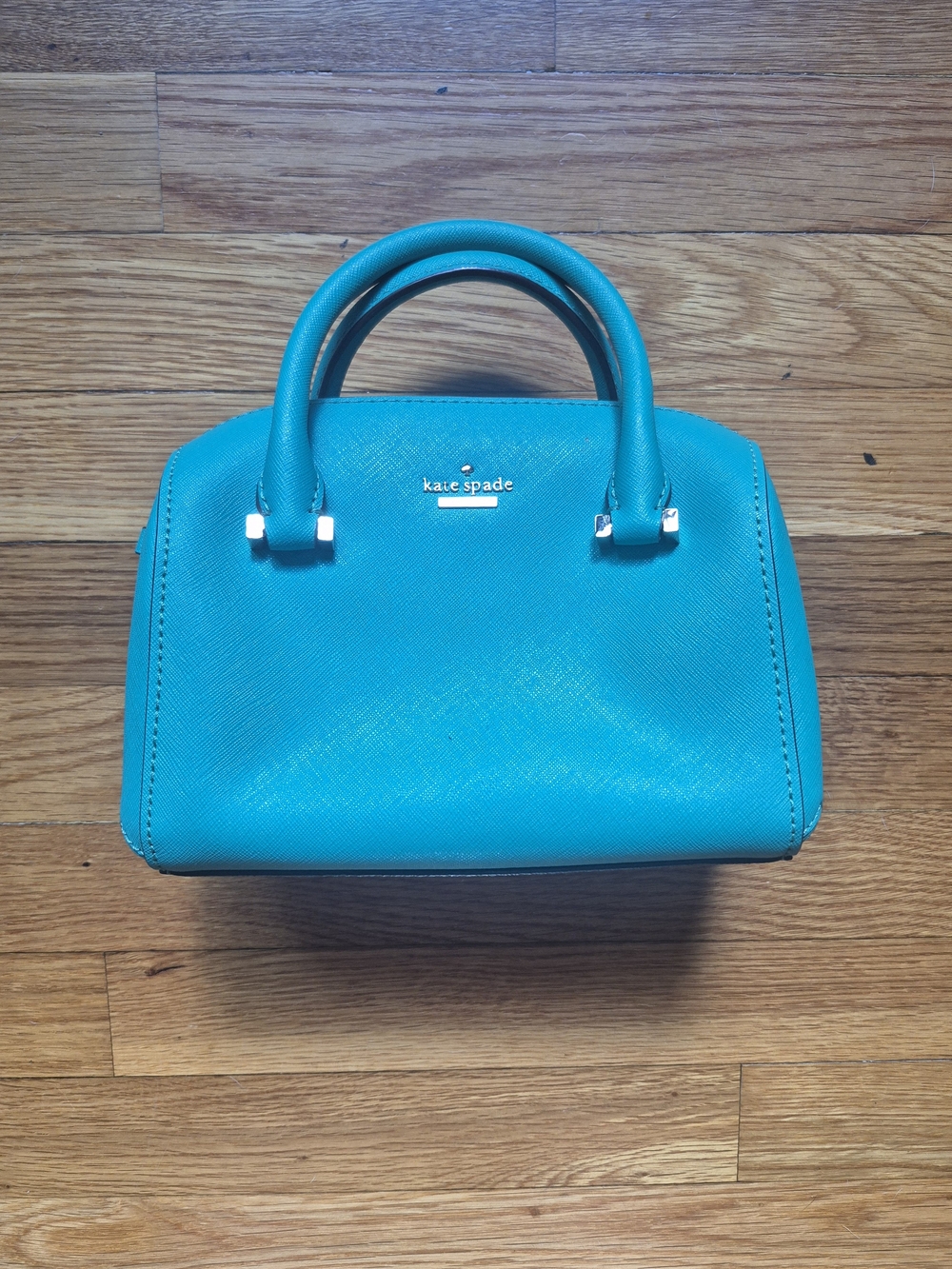 Kate Spade New York Teal Hand Bag Satchel with Top Handles and Gold Hardware